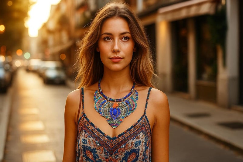 YAZILIND Ethnic Style Chunky Colorful Collar Festival Tribal Beaded Bib Choker Costume Necklace - Image 5